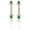Pendientes largos circonita y piedra oro de 18 quilates.