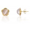 Pendientes flor ojo de gato oro 18 quilates