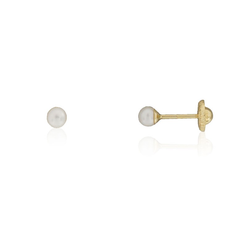 Pendientes perla 3 mm. oro 18 quilates