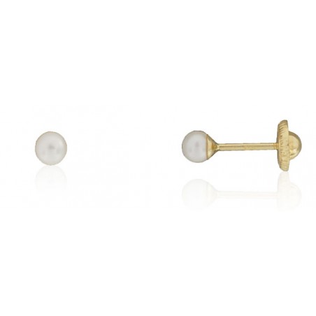 Pendientes perla 3 mm. oro 18 quilates