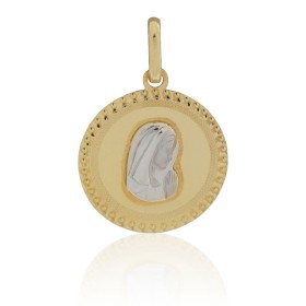 Medalla Virgen bicolor oro de 18 quilates.