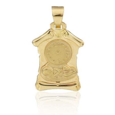 Medalla bebé reloj pergamino oro de 18 quilates.