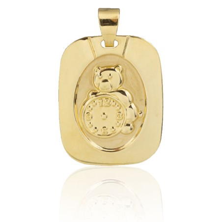 Medalla bebé osito reloj oro de 18 quilates.