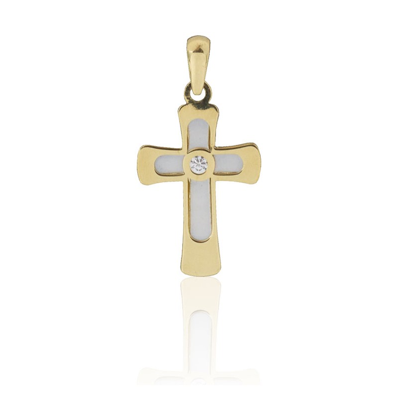 Colgante cruz de nácar oro 18 quilates