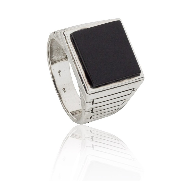 Sello cuadrado piedra ónix plata de ley
