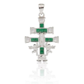 Cruz de Caravaca con piedras plata de ley
