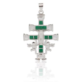 Cruz de Caravaca con piedras plata de ley