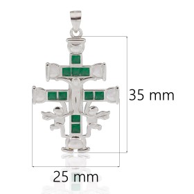 Cruz de Caravaca con piedras plata de ley