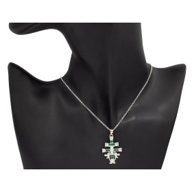 Cruz de Caravaca con piedras plata de ley