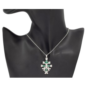 Cruz de Caravaca con piedras plata de ley