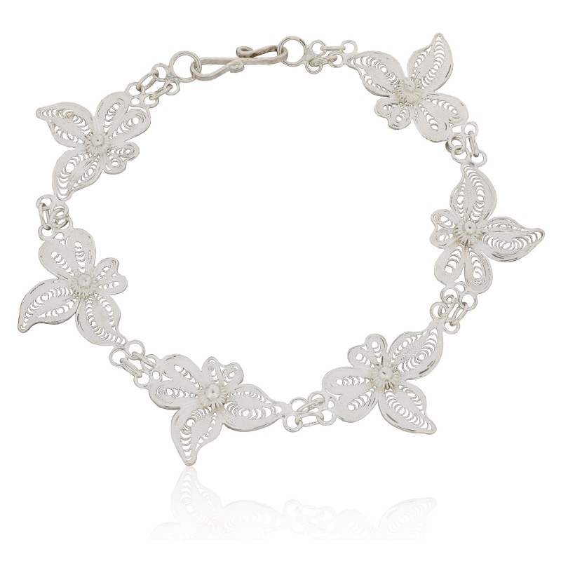 Pulsera flores filigrana plata de ley 925