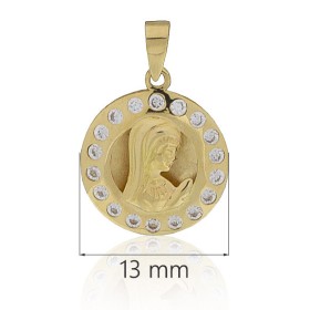 Medalla Virgen Niña con piedras oro 18k