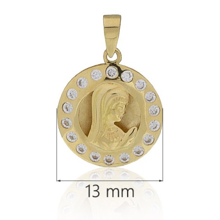 Medalla Religiosa De Oro 18 Ktes Y Nácar, VIRGEN NIÑA. - Veroca Joyas