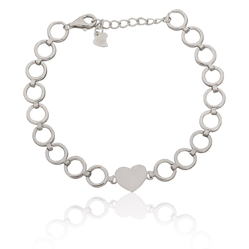 Pulsera circulos flor/corazon plata de ley 925