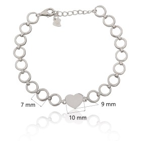 Pulsera circulos flor/corazon plata de ley 925