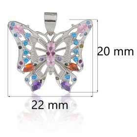 Colgante mariposa con piedras multicolor plata de ley