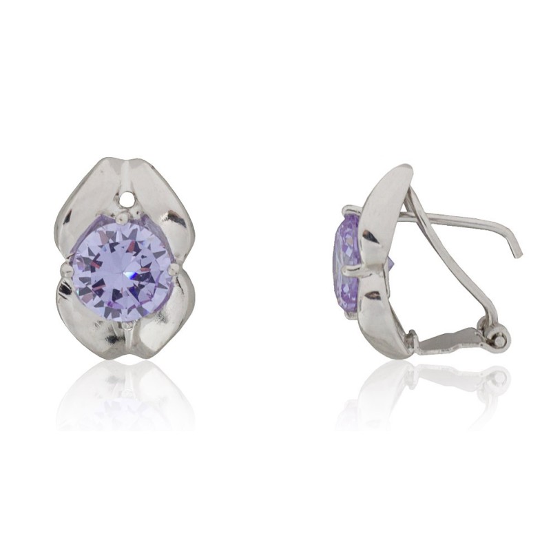 Pendientes circonita colores plata de ley