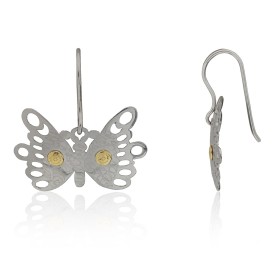 Pendientes mariposa acero y oro 18 quilates