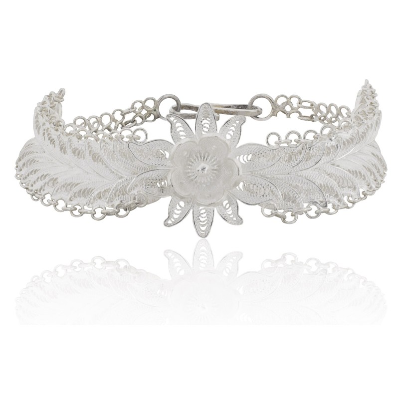 Pulsera flor filigrana plata de ley