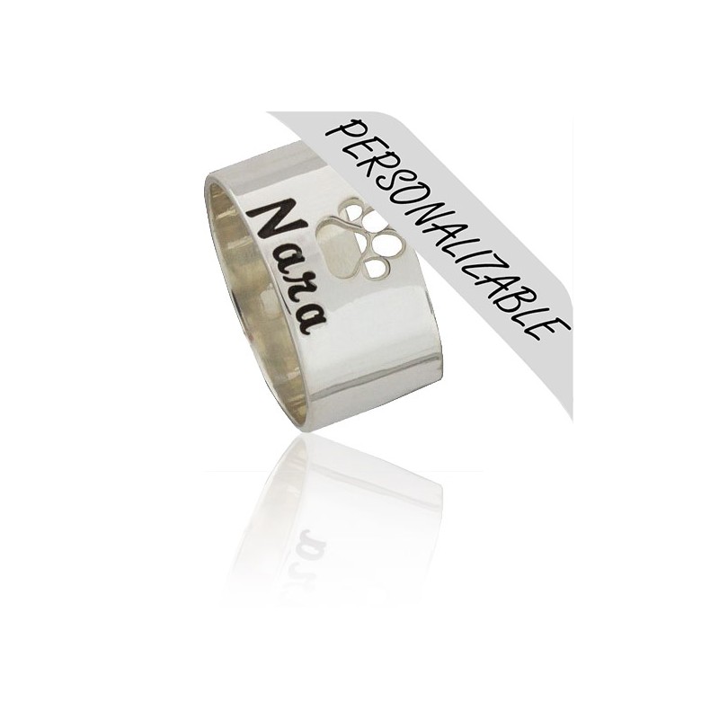 Anillo huella perro personalizado plata de ley