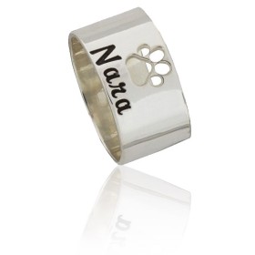 Anillo huella perro personalizado plata de ley