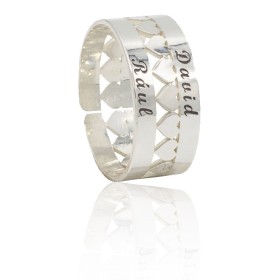 Anillo corazones personalizado plata de ley