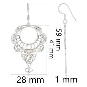 Pendientes largos filigrana plata de ley 925