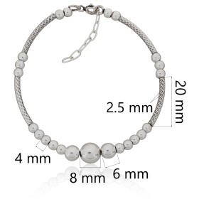 Pulsera bolas y tubos plata de ley