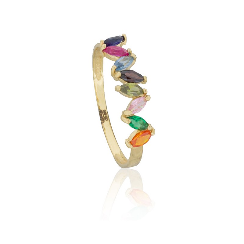 Anillo con piedras de colores oro 18 quilates