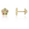 Pendientes de flor con piedras oro 18 quilates