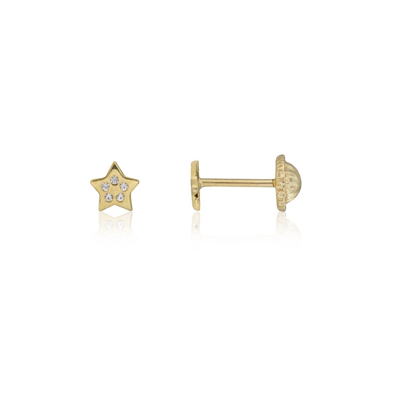 Pendientes estrella con piedras oro 18 quilates