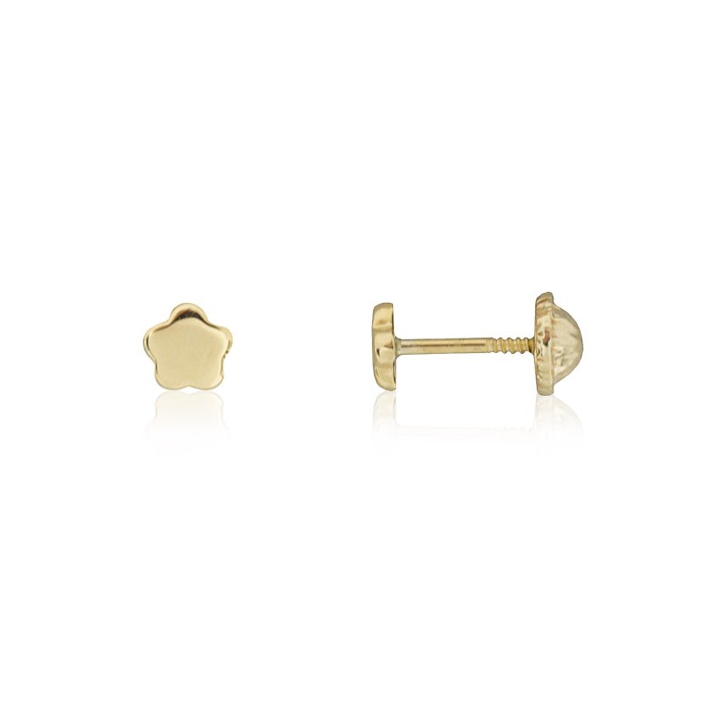 Pendientes flor lisa oro 18 quilates