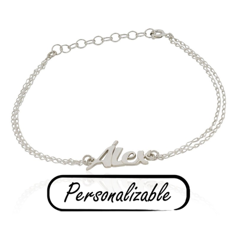 Pulsera nombre plata de ley