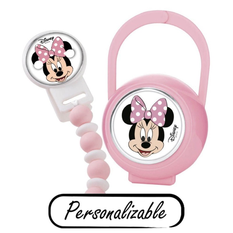 Pinza y portachupetes Minnie Mouse plata