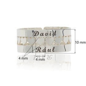 Anillo corazones personalizado plata de ley