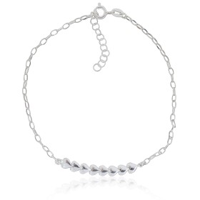 Tobillera corazones plata...
