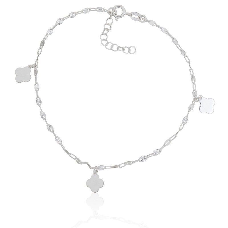 Tobillera trébol plata de ley