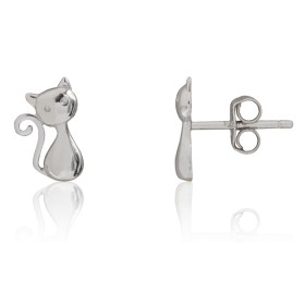 Pendientes gato plata de ley