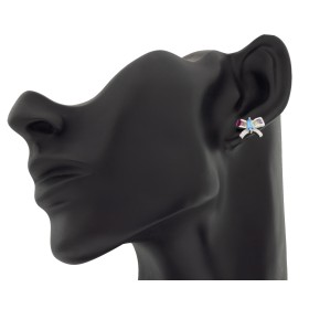 Pendientes lazo con piedras plata de ley