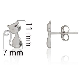 Pendientes gato plata de ley