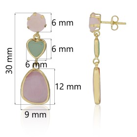 Pendientes largos corazón oro 18 quilates