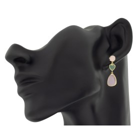 Pendientes largos corazón oro 18 quilates