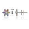 Pendientes flor piedras multicolor plata de ley
