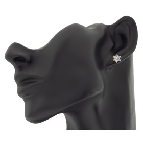 Pendientes flor piedras multicolor plata de ley