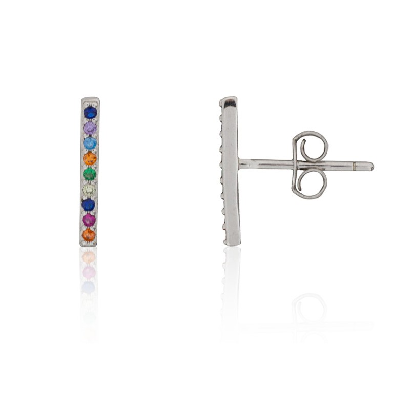 Pendientes con piedras multicolor plata de ley