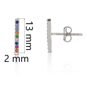 Pendientes con piedras multicolor plata de ley
