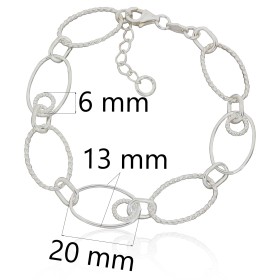 Pulsera eslabones lisos y reliados plata de ley