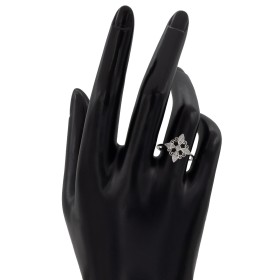Anillo nudo de bruja con piedras plata de ley