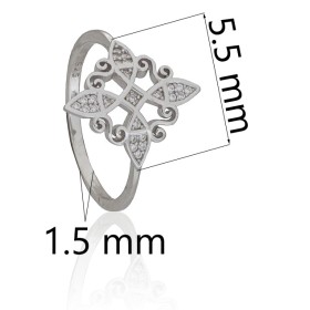 Anillo nudo de bruja con piedras plata de ley