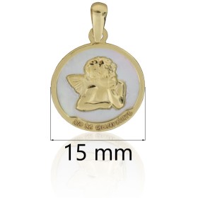 Medalla ángel de la guardia nácar oro 18 quilates